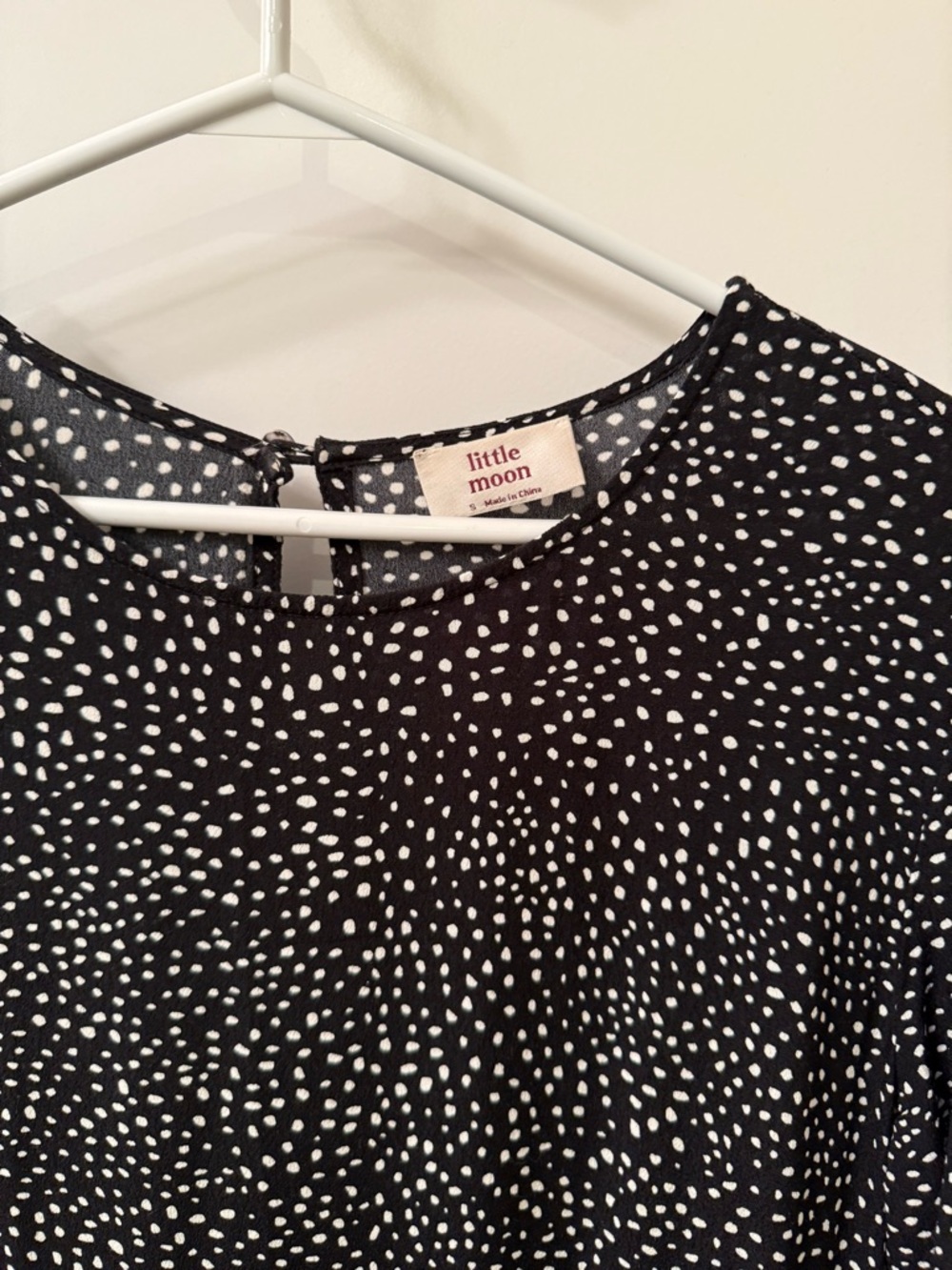 Little Moon Black with White Spot Print Maxi Dress